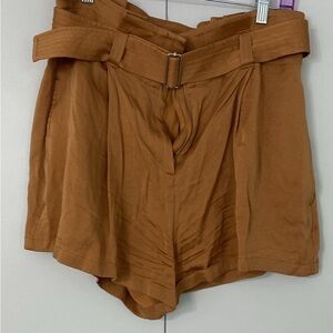 ALC camel gathered waist shorts, size 10